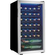 Danby DWC036A1BSSDB-6 3.3 Cu. Ft. Free Standing Wine Cooler, Holds 36 Bottles, Single Zone Fridge with Glass Door-Chiller for Kitchen, Home Bar, Stainless Steel
