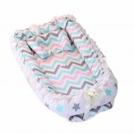 Abreeze Ruffled Baby Bassinet for Bed -Colorful Stars Baby Lounger - Breathable & Hypoallergenic...