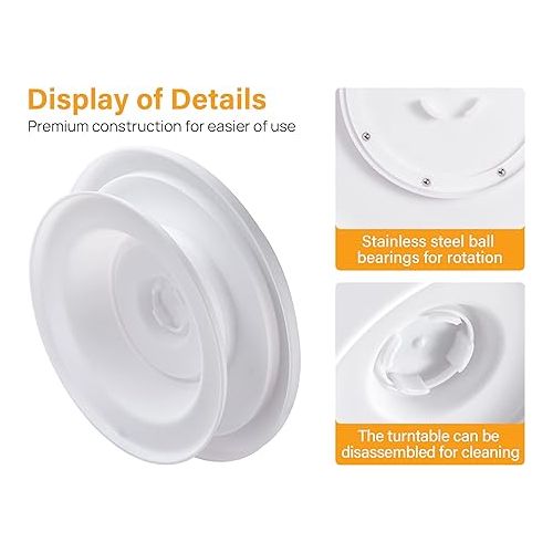  Kootek 11 Inch Rotating Cake Turntable, Turns Smoothly Revolving Cake Stand Cake Decorating Kit Display Stand Baking Tools Accessories Supplies for Cookies Cupcake (White)