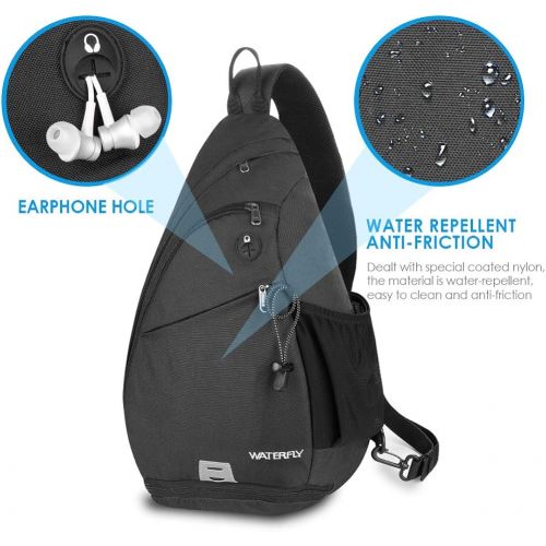  WATERFLY Sling Bag Crossbody Backpack: Over Shoulder Daypack Casual Cross Chest Side Pack