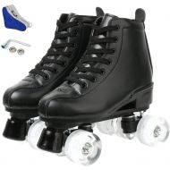 Comeon Roller Skates for Women, PU Leather High-top Roller Skates Four-Wheel Roller Skates Double-Row Shiny Roller Skates for Beginner Indoor Outdoor Unisex