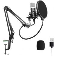 [아마존베스트]USB Podcast Condenser Microphone 192kHZ/24bit, UHURU Professional PC Streaming Cardioid Microphone Kit with Boom Arm, Shock Mount, Pop Filter and Windscreen, for Broadcasting, Reco