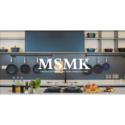  MSMK 12-inch Large Nonstick Frying Pan with Lid, Stay-Cool Handle, Titanium and Diamond Non Stick Coating From USA, 4mm Stainless Steel Base Induction Compatible, Oven Safe, Dishwa