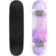 Mulluspa Classic Concave Skateboard Marble Galaxy Star and Moon Print Longboard Maple Deck Extreme Sports and Outdoors Double Kick Trick for Beginners and Professionals
