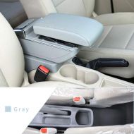 Maite Car Armrest Box Cover Center Console Armrest Box Oversized Storage Space Built-in LED Light, Removable Ashtray with Water Cup Holder for Geely MK 2009-2013 Gray