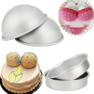 6-Inch Round Cake Bowls, Set of 2 Cake Sphere Pan, Aluminum Hemisphere Pan, Breast Bikini Cake Pan, Sports Ball Cake Pan, Included 2 Semicircles 2 Chassis