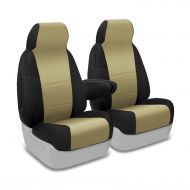 Coverking Custom Fit Front 50/50 Bucket Seat Cover for Select Ford E-Series Models - Neosupreme (Tan with Black sides)