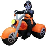 Great 6 Halloween Inflatable Blowup Yard Decoration Skeleton Grim Reaper Motorcycle