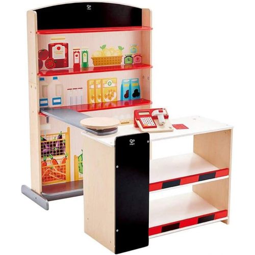  Hape Pop-Up Shop | Wooden Play Shop for Kids, Novelty Children’S Set with Accessories  Shelf, Scanner, Calculator + Card Reader for Ages 3+