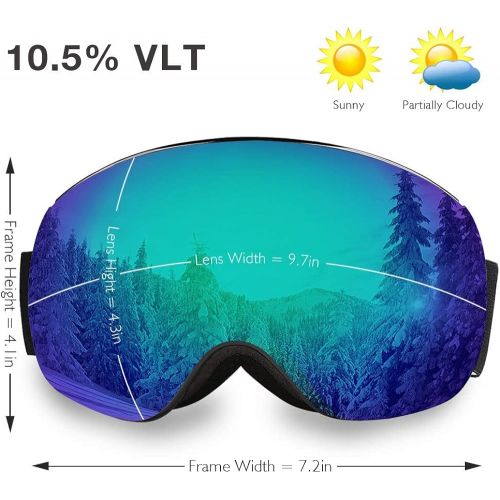  AKASO OTG Ski Goggles, Snowboard Goggles, Mag-Pro Magnetic Interchangeable Lenses, Snow Goggles for Men & Women
