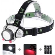 Lighting EVER LE LED Headlamp Flashlight, Headlight with Red Light, Water Resistance, Adjustable for Kids and Adults, Perfect Head Light for Running, Hiking, Reading, Camping, Outdoor and More,