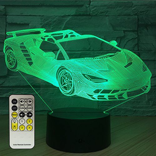  [아마존베스트]FlyonSea Race Car Gifts,Car Lamp Car Party Supplies 7 Color Changing Nightlight with Touch and Remote Control,Car Light Birthday Christmas Gifts