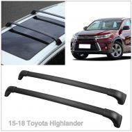 Auto 2pcs High Strength Aluminum Cross Bar Roof Rack Cargo Rail Rack Fit 2015 2016 2017 2018 Toyota Highlander