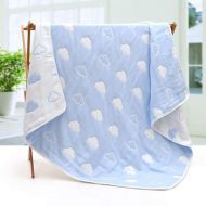 JHion 6 Layers of 100% Muslin Cotton Summer Blanket,Premium Toddler Blanket Summer Quilt/Throw Blanket for Teens, Adults Blue Cloud 59.06 X 78.74 Inch