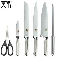 Dosreng Non-Stick Stainless Steel Knife 8 Chef Slicing Bread 3.5 Paring Kitchen Knives Set With Sharpening Bar Kitchen Scissors