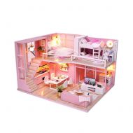 Amazingdeal DIY Doll House Wooden Dollhouse Furniture Kit Toys (Without Dust Cover)