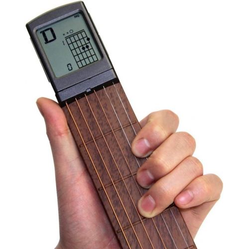  [아마존베스트]Moreup Pocket Guitar Chord Practice Tool, Portable Guitar Neck for Trainer Beginner w/ a Rotatable Chords Chart Screen (Battery Included)