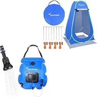 Sportneer Pop Up Pod Changing Shower Tent with Solar Shower Bag Bundle for Camping Beach Swimming Traveling Hiking
