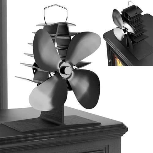  EastMetal 4 Blade Fireplace Fan, Mini Size Stove Fan, Heat Powered Upgrade Stove Top Fan, Environment Friendly Efficient Heat Distribution Save Fuel, for Gas/Pellet/Wood/Log Burnin