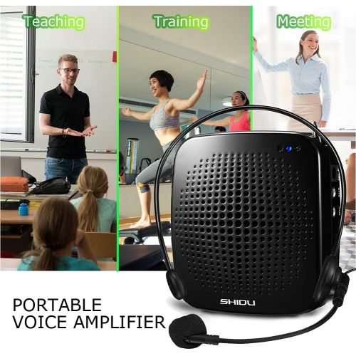  [아마존베스트]SHIDU Voice Amplifier Mini Portable Rechargeable Ultralight Voice Amplifier Speaker with Headset Microphone Megaphone for Teachers Trainers Leads Ones