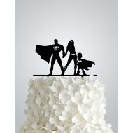 Frog Studio Home Acrylic Wedding cake Topper inspired by Superman and Wonder woman + bat boy