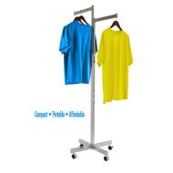 Only Garment Racks - Heavy Duty Chrome Clothing Rack - 2 Way Mobile Clothes Rack, Adjustable Height Arms, Perfect for Retail Clothing Store Display - Includes Casters