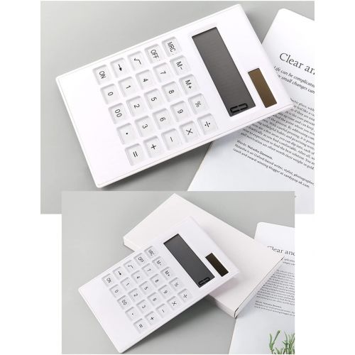  MIEDEON Pocket Solar calculators for Students Standard Function Desktop Calculator,White,12 Digit Dual Power Solar Calculator Simple Office calculators (Color : White)