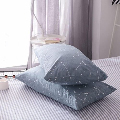  [아마존베스트]BuLuTu Cotton Hypoallergenic Childrens Duvet Cover Sets(1 Duvet Cover, 2 Pillowcases), Constellation, Twin, Brown/Constellation