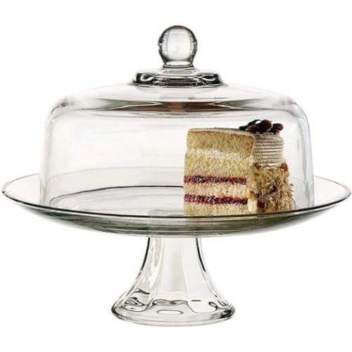  Anchor Hocking Presence Footed Cake Set with Dome (2 piece, all glass, dishwasher safe) , Color - Clear/Presence