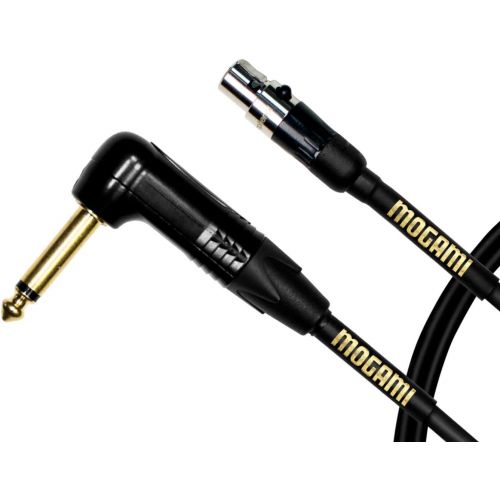  Mogami Gold BPSH TS-18R Belt Pack Instrument Cable for Wireless Instrument Systems, 1/4 TS Male Plug to Mini XLR-Female 4-Pin, Right Angle to Straight Connectors, 18 Inch