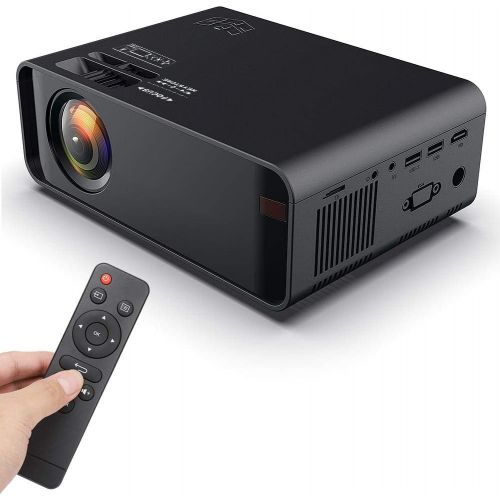 ASHATA Video Projecto,Mini Portable LED 4K 1080P Smart Projector,HD LED 3D Video Projector HDMI USB VGA AV Home Theater Projector 480P Standard Version 110-240V (Black)