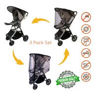 SUMDAYNIET Updated 2019 Version Baby Stroller Weather Shield with Rain Cover and Mosquito Net (3-Piece Set)...
