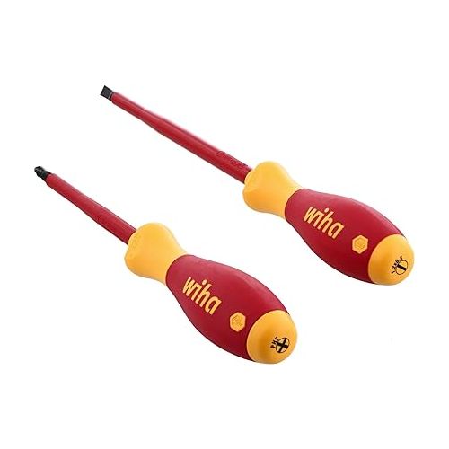  Wiha 33580 2 Piece Insulated SoftFinish Slotted and Phillips Screwdriver Set
