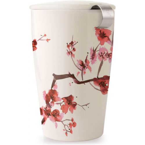  [아마존베스트]Tea Forte Kati Cup Ceramic Tea Infuser Cup with Infuser Basket and Lid for Steeping, Cherry Blossoms