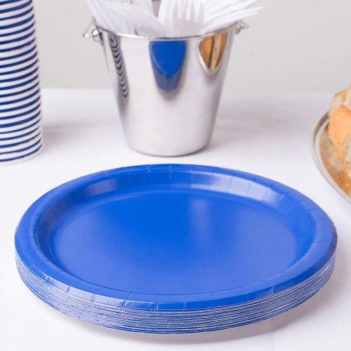  Amscan Bright Royal Blue Paper Plate Big Party Pack, 50 Ct