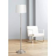 Abba Modern Floor Lamp Brushed Nickel Satin White Hardback Drum Shade for Living Room Reading Bedroom Office - 360 Lighting