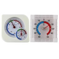 Set of 2 Plastic Mechanical Thermo-Hygrometer and Stick-on Outdoor Window Thermometer
