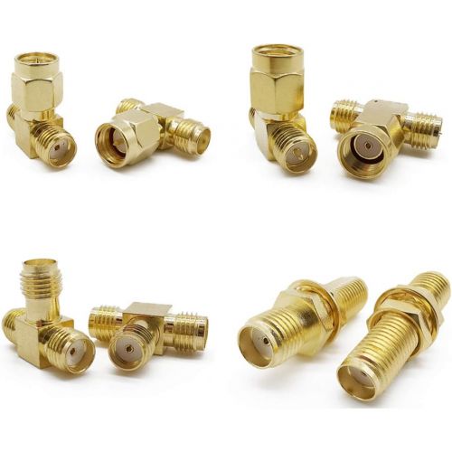  ALLiSHOP SMA Connectors kit 18 Type SMA RP-SMA Adapter Plug and Jack Straight and 90° SMA Connector Goldplated Brass RF Coax Connectivity Set for FPV Antennas Radio Baofeng Yaesu I