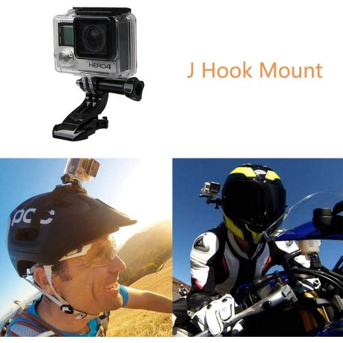  AxPower Motorcycle Helmet Chin Mount Kits for GoPro Hero 4 5 6 7 8 Black/Session, AKASO/Campark/YI Action Camera, with Adhesive Pads and J Hook Mount
