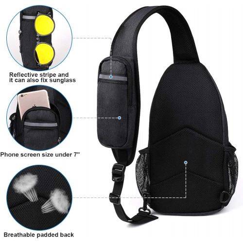  WATERFLY Crossbody Sling Backpack Sling Bag Travel Hiking Chest Bag Daypack