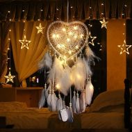 Heart Boho Dream Catcher, with LED Light Heart-Shaped Dream Catcher Pendant Boho Style Decoration for Girls Gifts