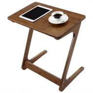 NNEWVANTE End Table Tv Tray Z-Shape Bamboo Sofa Table Night Stand Snack Table Side Table for Couch/Sofa Bed Eating Writing Reading Living Room Home Office Decor-Walnut