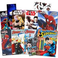 Disney Coloring Books for Kids Toddlers Bulk Set ~ Bundle Includes 8 Star Wars and Avengers Books, Sticker Pack, and Superhero Door Hanger (Superhero Party Supplies)