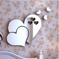 Tcplyn Premium Quality Heart Mirror Wall Stickers 3D Removable DIY Home Decoration