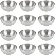 [아마존베스트]Lomodo 12 Pack Stainless Steel Sauce Bowls Round Seasoning Dishes Mini Saucers Dishes Sushi Dipping Bowel Appetizer Plate (3.23 inch x 1.18 inch x 2.05 inch)