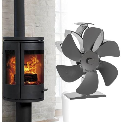  MagiDeal 6 Blades Aluminum Alloy Non Electric Heat Powered Fireplace Fan Wood Stove Burner Fans for Winter Home
