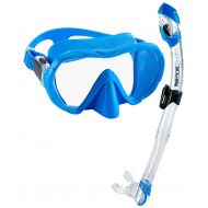 SEAC Snorkel Set for Men and Women | Comfortable Adjustable, Frameless Mask Made from Clear Tempered Glass | Dry Snorkel with Bottom Purge Valve Snorkeling and Freediving Gear