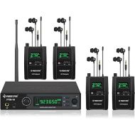 Phenyx Pro Wireless in-Ear Monitor System, Stereo IEM System with Rack Mount Kit, 89 Frequencies, 900MHz UHF Band, 164ft Range, Suitable for Stage & Studio (4 Bodypacks with Transmitter)