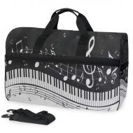 All agree Travel Gym Bag Abstract Piano Music Note Black Weekender Bag With Shoes Compartment Foldable Duffle Bag For Men Women