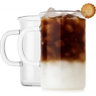 [아마존베스트]LUXU Glass Cups(Set of 2)-13 oz,Glass Coffee Mugs,Tea Cups,Clear Coffee Cup for Cappuccino,Latte,Espresso,Lead-free Drinking Glasses Great for Juice,Water,Beer,Milk Hot And Cold Dr